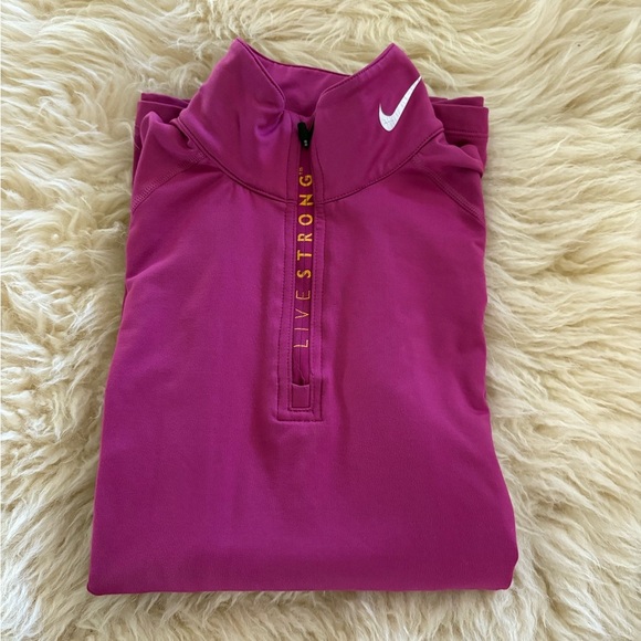 Nike Dri-Fit Women's Magenta Fleece Lined 1/4 Zip Athletic Long Sleeve Top - Picture 7 of 7